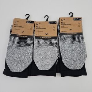3x Nike Vapor Strike Soccer Crew Socks Dri-Fit Nikegrip Black White New DH6613